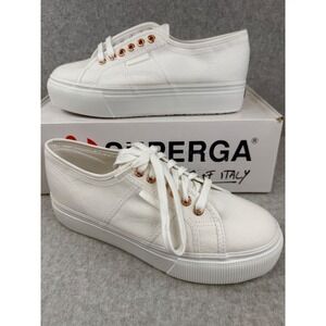 Superga 2790A COTW Linea White Platform Sneakers Women's Size 10‎